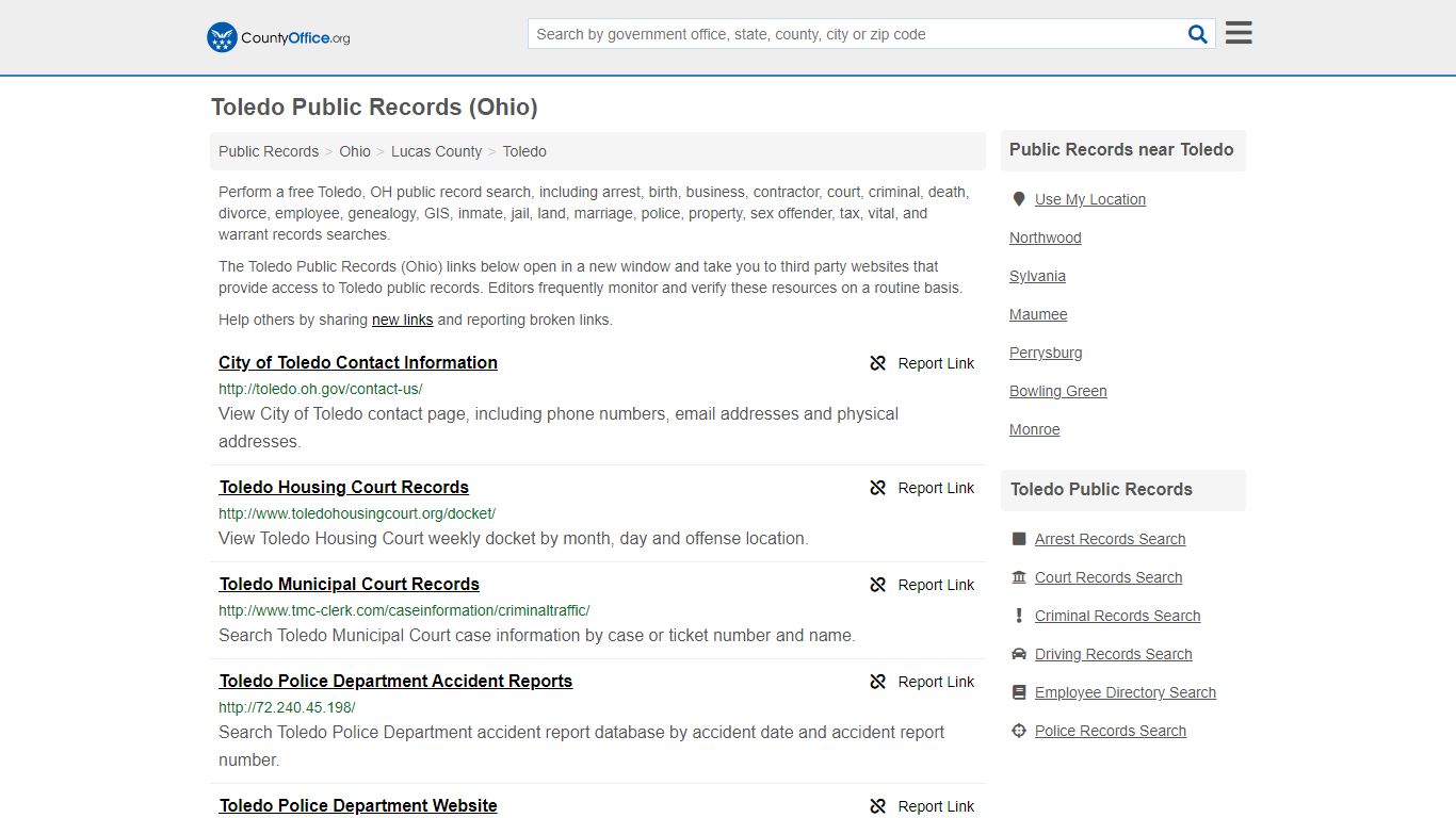 Public Records - Toledo, OH (Business, Criminal, GIS ...